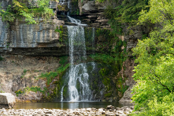 Fototapeta na wymiar Waterfalls at Ingleton Waterfalls Trail in the UK