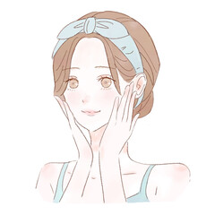 洗顔をしている女性