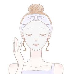 フェイスパックをする女性