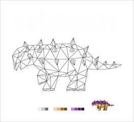 dinosaur coloring species saichania art vector illustration