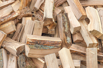 Chopped oak wood firewood