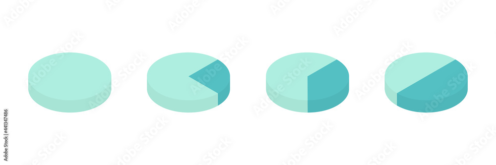 Poster pie chart blue infographic set. business analysis symbol for reports and presentations. isometric ro