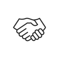 Handshake line icon. Business agreement concept. Contract symbol. Vector illustration isolated on white.