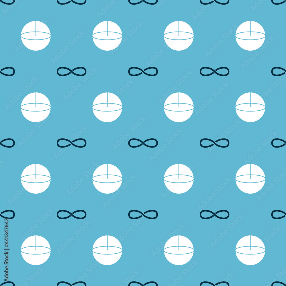 Poster set infinity and geometric figure sphere on seamless pattern. vector