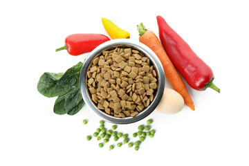 Concept of organic pet food isolated on white background
