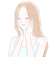 目を閉じる女性　スキンケアのイメージ