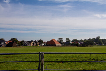 Dutch farm house in a field