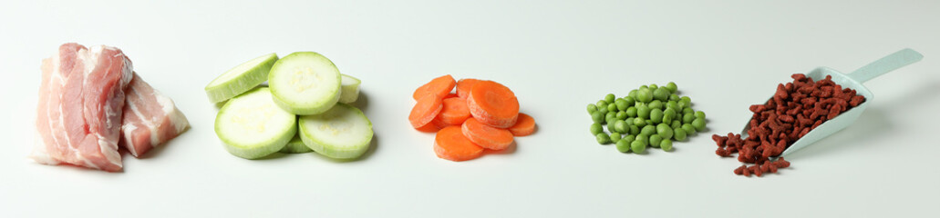 Concept of organic pet food on white background