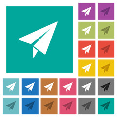 Paper plane square flat multi colored icons