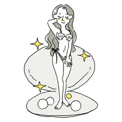 貝殻水着の女性