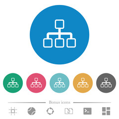 Network outline flat round icons