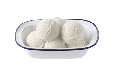 Fototapeta na wymiar ice cream scoops in white cup on white background