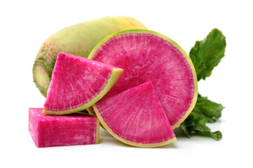 party loyalty radish on white background 