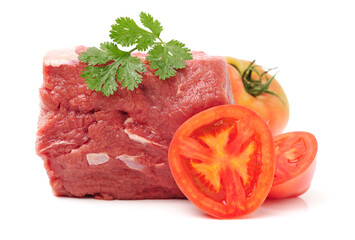 Fresh raw beef on white background