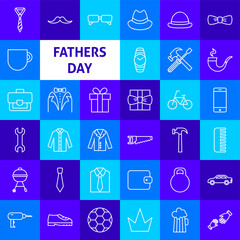 Fathers Day Line Icons