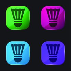 Obraz premium Badminton four color glass button icon