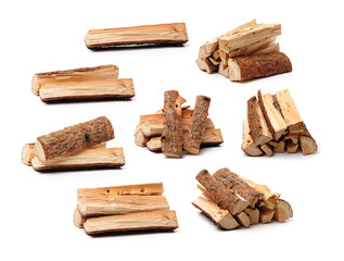 Pile of firewood isolated on a white background