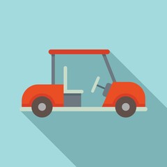 Golf cart car icon, flat style