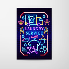 Laundry Service Neon Flyer