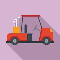 Golf cart vehicle icon, flat style