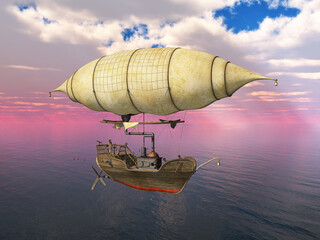 Fantasie Luftschiff über dem Meer © Michael Rosskothen