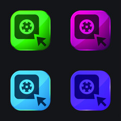 App four color glass button icon