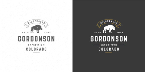 Bison logo emblem vector illustration silhouette for shirt or print stamp © provectors