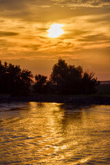 Beautiful landscape with sunset in the Danube Delta, Romania