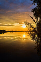 Obraz na płótnie Canvas Beautiful landscape with sunset in the Danube Delta, Romania