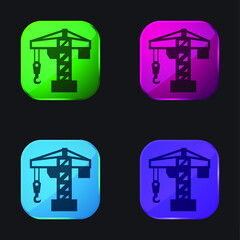 Architecture Crane Tool four color glass button icon