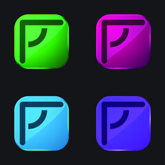 Angular Ruler four color glass button icon