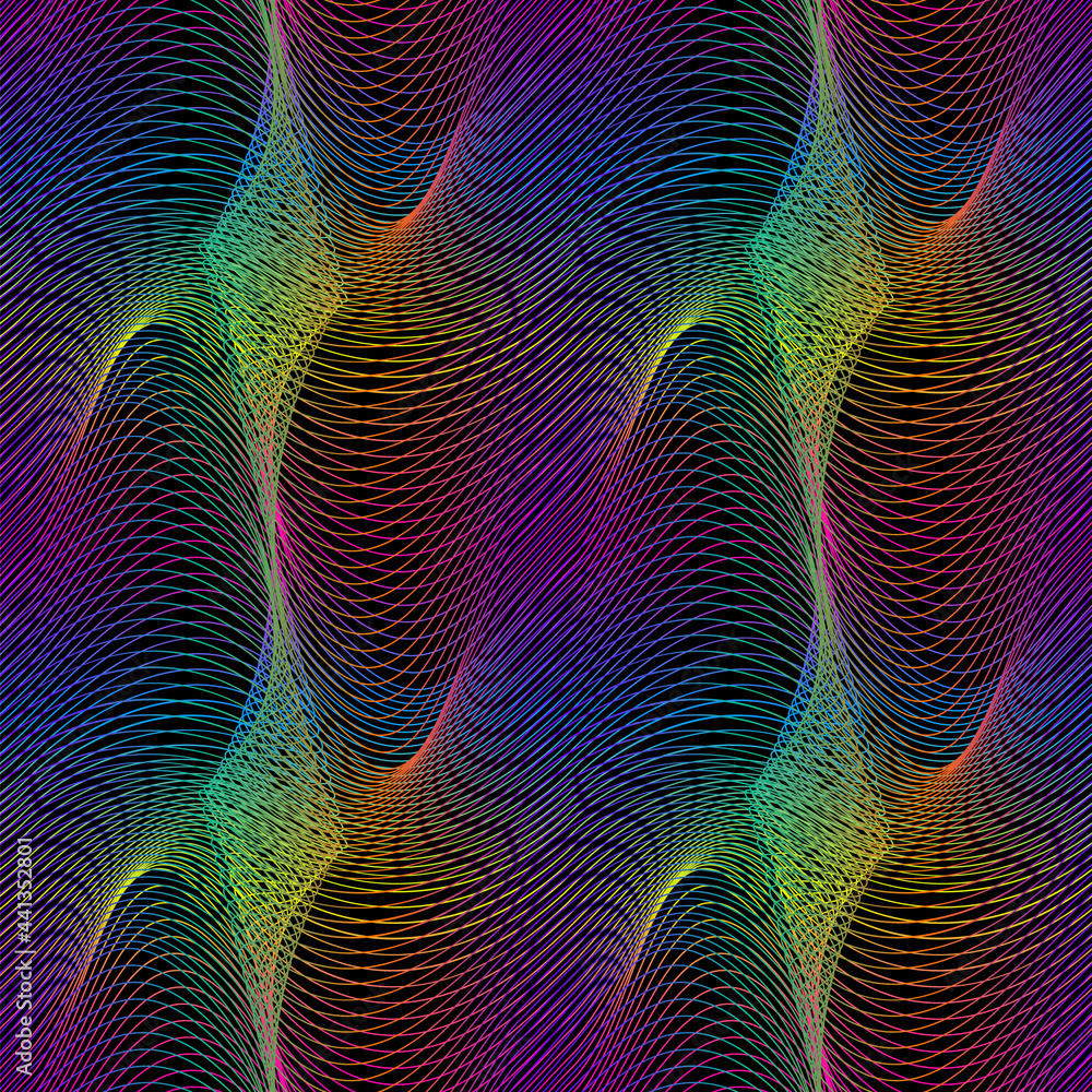 Aufkleber vector moire seamless pattern of winding iridescent lines. abstract multicolor holographic texture f