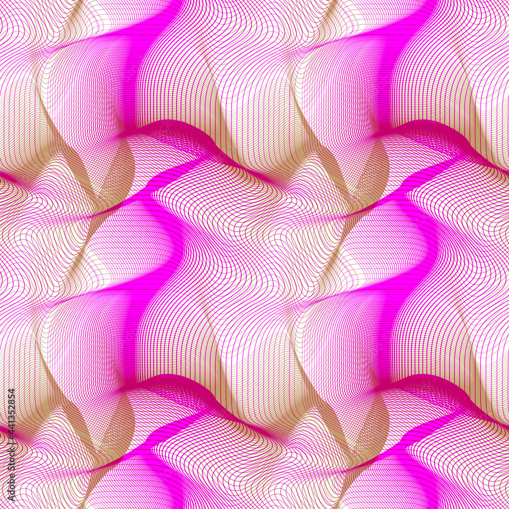 Aufkleber vector moire repeatable pattern of pink and brown lines. abstract chaotic texture for fabric design.