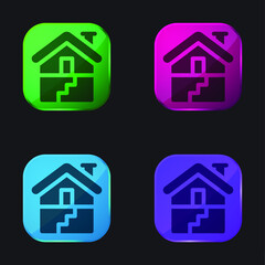 Basement four color glass button icon