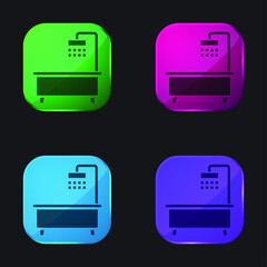 Bathtub four color glass button icon