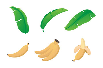 banana cartoon with leaf