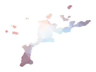 Map of Virgin Gorda. Low poly illustration of the island. Geometric design with stripes. Vector illustration.