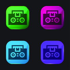 Boombox four color glass button icon