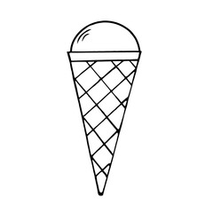 Fototapeta na wymiar Ice cream in a waffle cone cup on a white background, doodle.Vector ice cream can be used in menus, postcards,and textiles