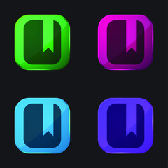 Bookmark four color glass button icon