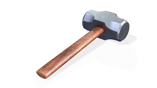 Metal sledge hammer isolated on white background. 3d render illustration