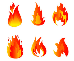 design torch Fire Collection symbols flame abstract illustration vector on Background White