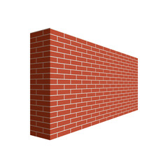 Brick wall in the perspective. Brick wall 3D vector  illustration isolated on white background