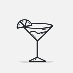 Hand drawn juice icon Design Template. vector sketch doodle illustration isolated on white background. Summer vacation and leisure symbol. Perfect For coloring books and stickers.
