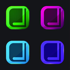 Book four color glass button icon