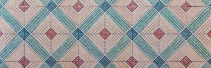 Stof per meter Panorama of Vintage antique ceramic tile pattern texture and seamless background © torsakarin