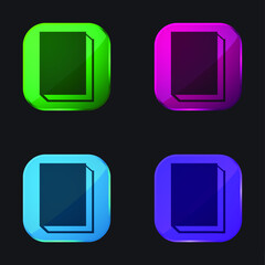 Book four color glass button icon