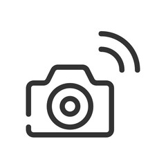Camera , Wireless Network outline icon.