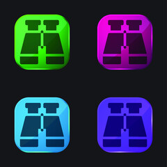 Binoculars four color glass button icon