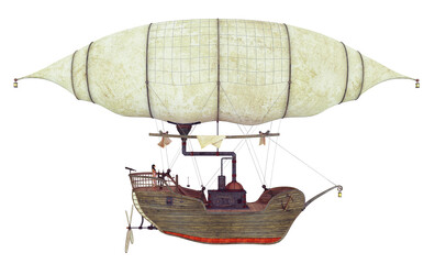 Naklejka premium Fantasie Luftschiff, Freisteller